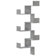 Scaffale Angolare a Muro | Mensola a parete Grigio Cemento 45x45x147cm Multistrato