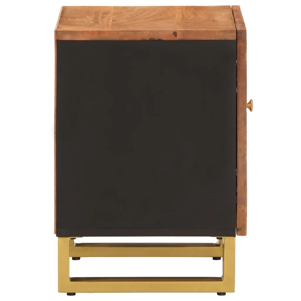 Comodini 2 pz Marrone e Nero in Legno Massello di Mango 356780