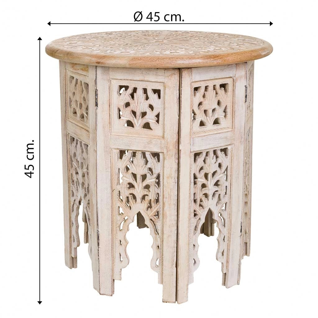 Tavolino in legno bianco fatto a mano 45x45x45h