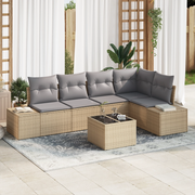 Set Divano da Giardino 6 Pezzi con Cuscini Rattan Ploimer Nero