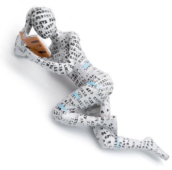 Statua di Donna Lettrice, Sculptura per Libreria - Ornamento Abstracto per Camera da Letto, Decorazione per Libreria, Cadeau per Lettori