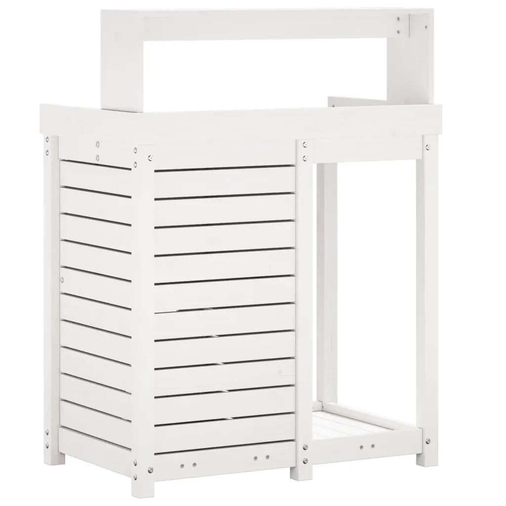 Tavolo Invaso con Ripiani-Tavolo da Lavoro con Ripiani Bianco 82,5x50x109,5 cm Massello Pino 218509