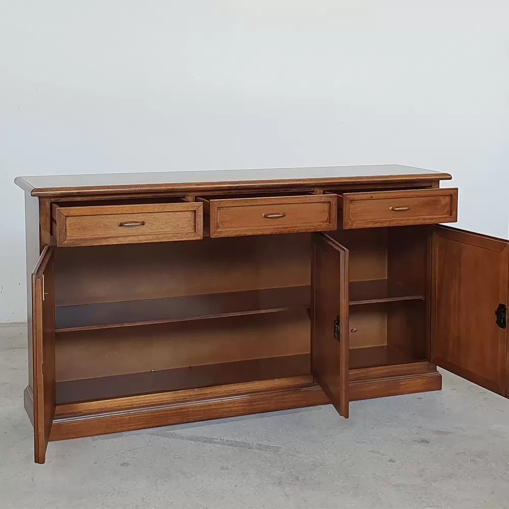 Madia credenza arte povera 3 porte 3 cassetti noce bassano 156x42x85 - Mobili 2G