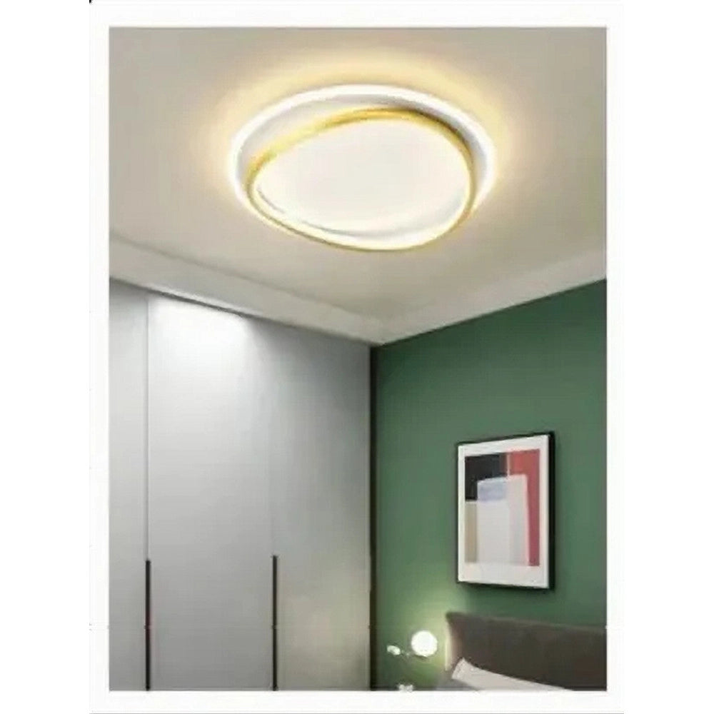 Trade Shop - Plafoniera Led 36w Cerchio Bianco Oro Moderno Soffitto Tonda Luce Naturale 71493 -