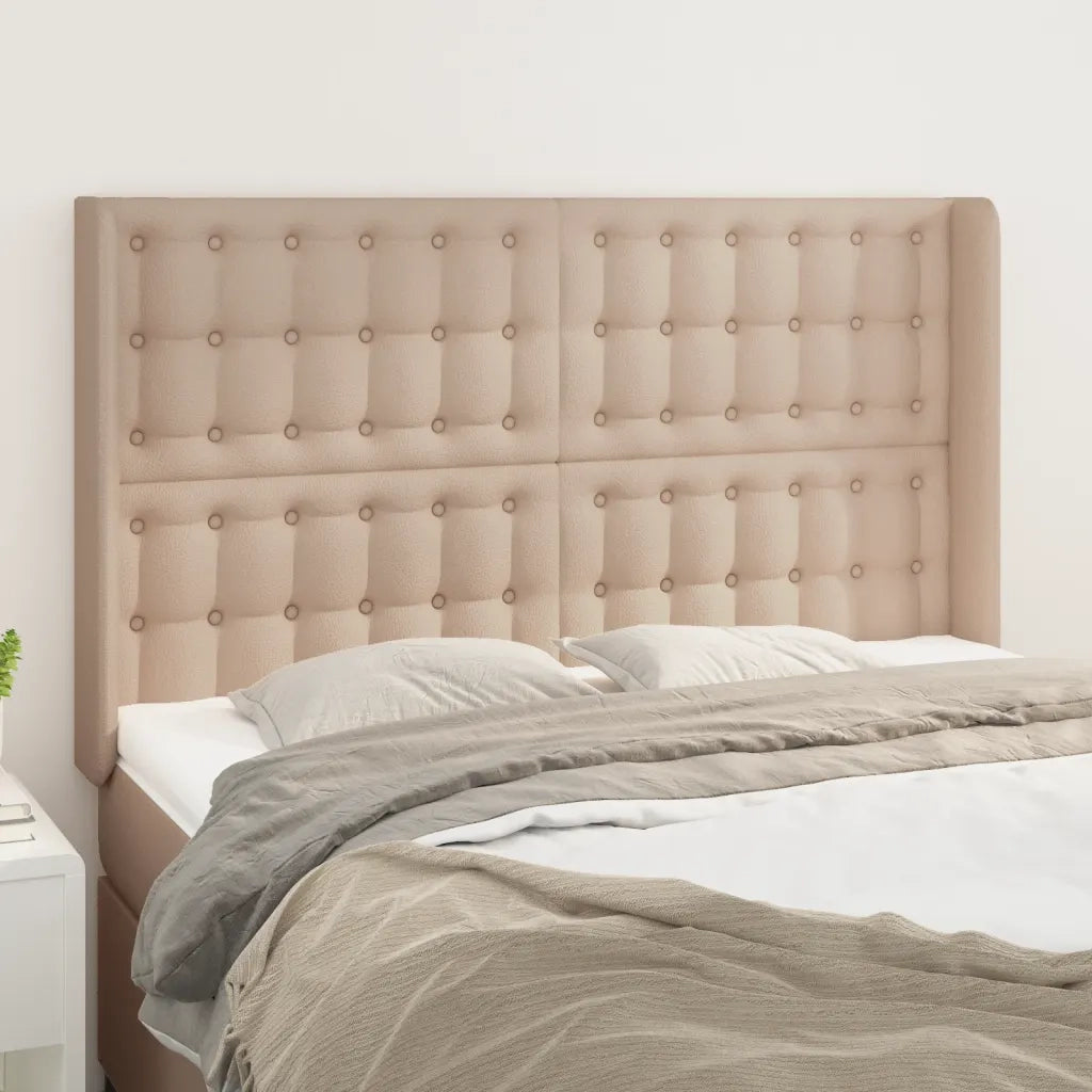 Testiera ad Orecchio-Testata con Orecchie Cappuccino 147x16x118/128 cm in Similpelle