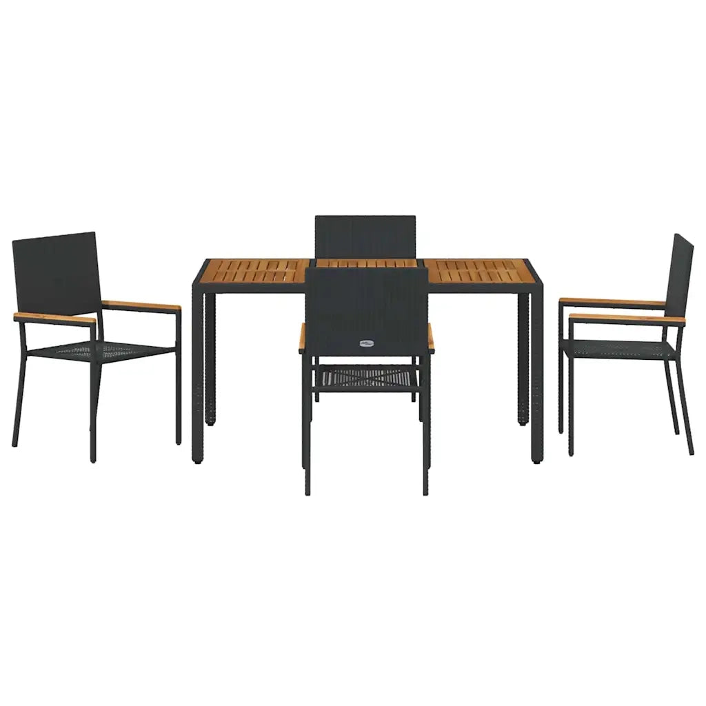 Set da Pranzo per Giardino 5 pcs Nero polyrattan 3365406