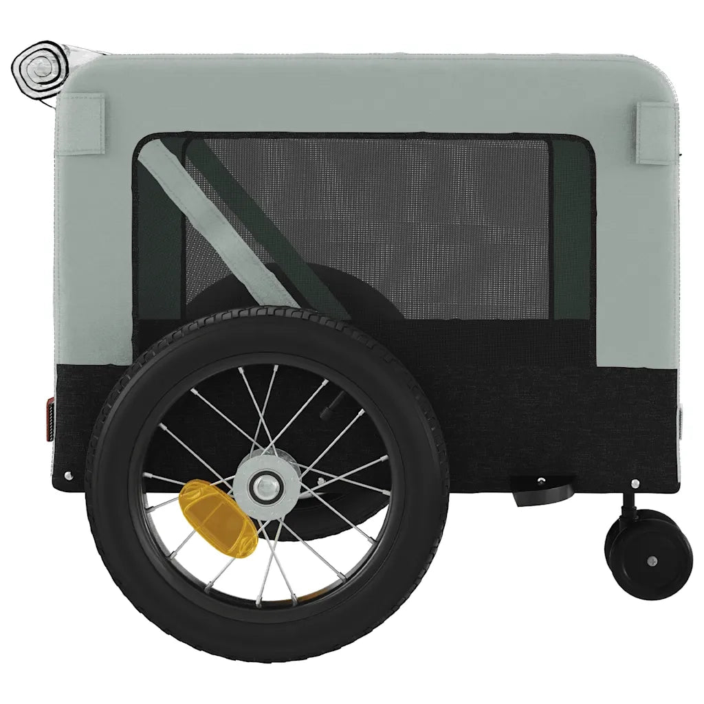 Rimorchio da Bici per Animali Grigio e Nero Oxford e Ferro CFW1169116