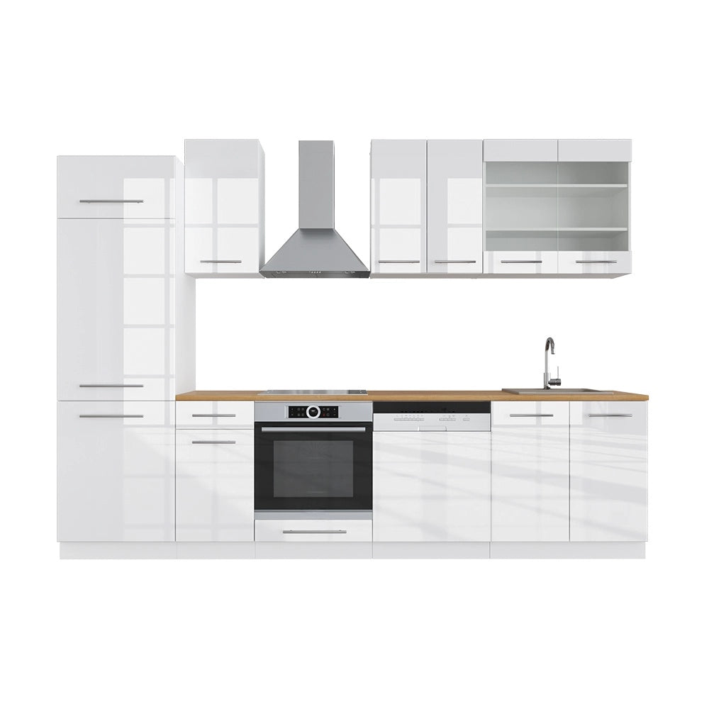 Cucina componibile Fame-Line Bianco lucido/Bianco 300 cm, PL Rovere Vicco