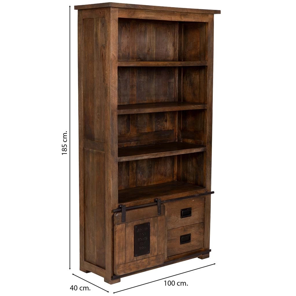 Libreria in legno artigianale marrone 100x40x185h cm