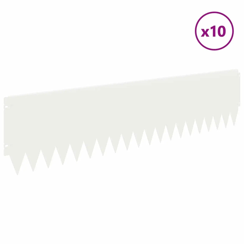 Bordura per Prato 10 pcs 103 x 25 cm Acciaio Bianco 8008394