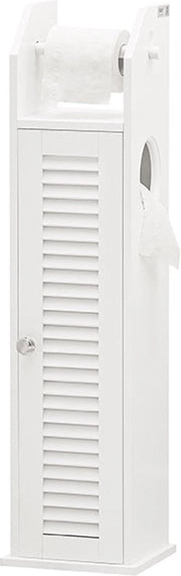 Cassa per carta igienica compatta - Conservazione bagno - Risparmio spazio - Resistente muffa - Porta a grata ventilata - 20 cm x 79 cm x 18 cm