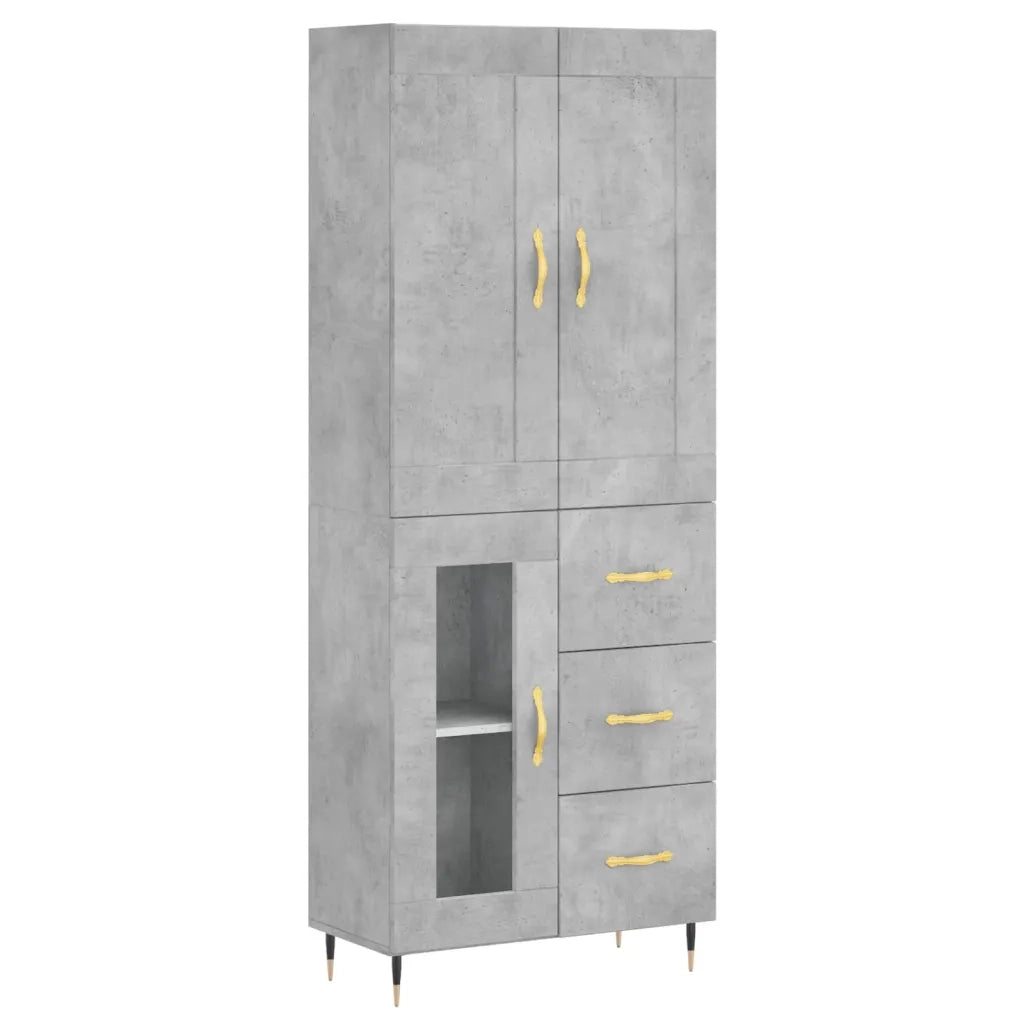Credenza-Buffet-Armadio da cucina Grigio Cemento 69,5x34x180 cm in Legno Multistrato 609660