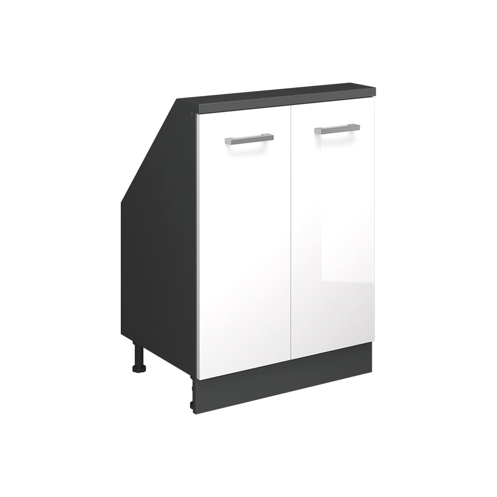 Mobile sottotetto Rion Bianco lucido/Antracite con 2 porte Vicco