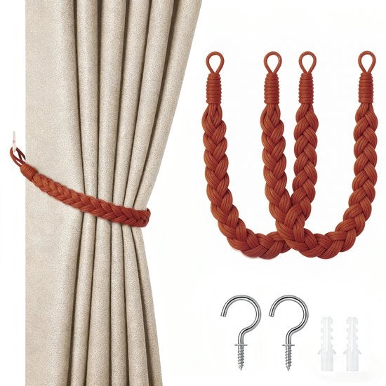 Doppio set di nastri per tende - cordone per tende da 60cm - nastri per tende a mano - nastri per tende a spirale - con ganci - adatto per casa, ufficio, salotto, camera da letto