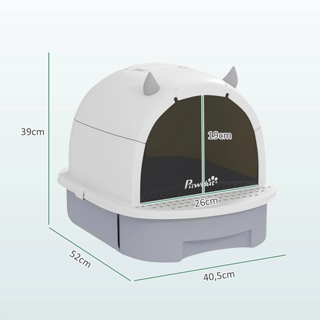 Casetta per Gatti con Coperchio e Cassetto ¨C Zephmum ¨C Grigio 40.5x52x39 cm