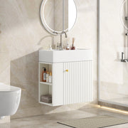 Mobile bagno compatto con lavabo in ceramica 69x52x32 cm; bianco