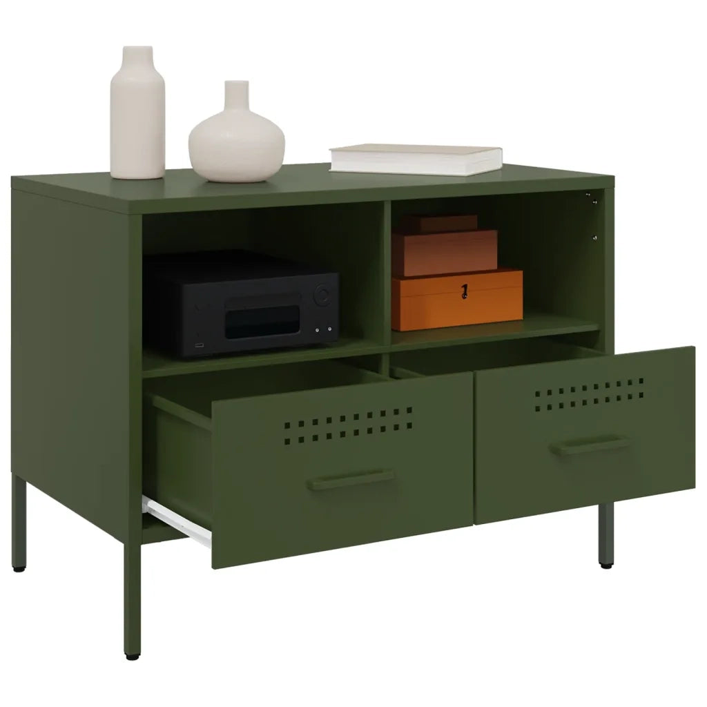 Mobili TV 2pz Verde Oliva 68x39x50,5 cm in Acciaio 843051