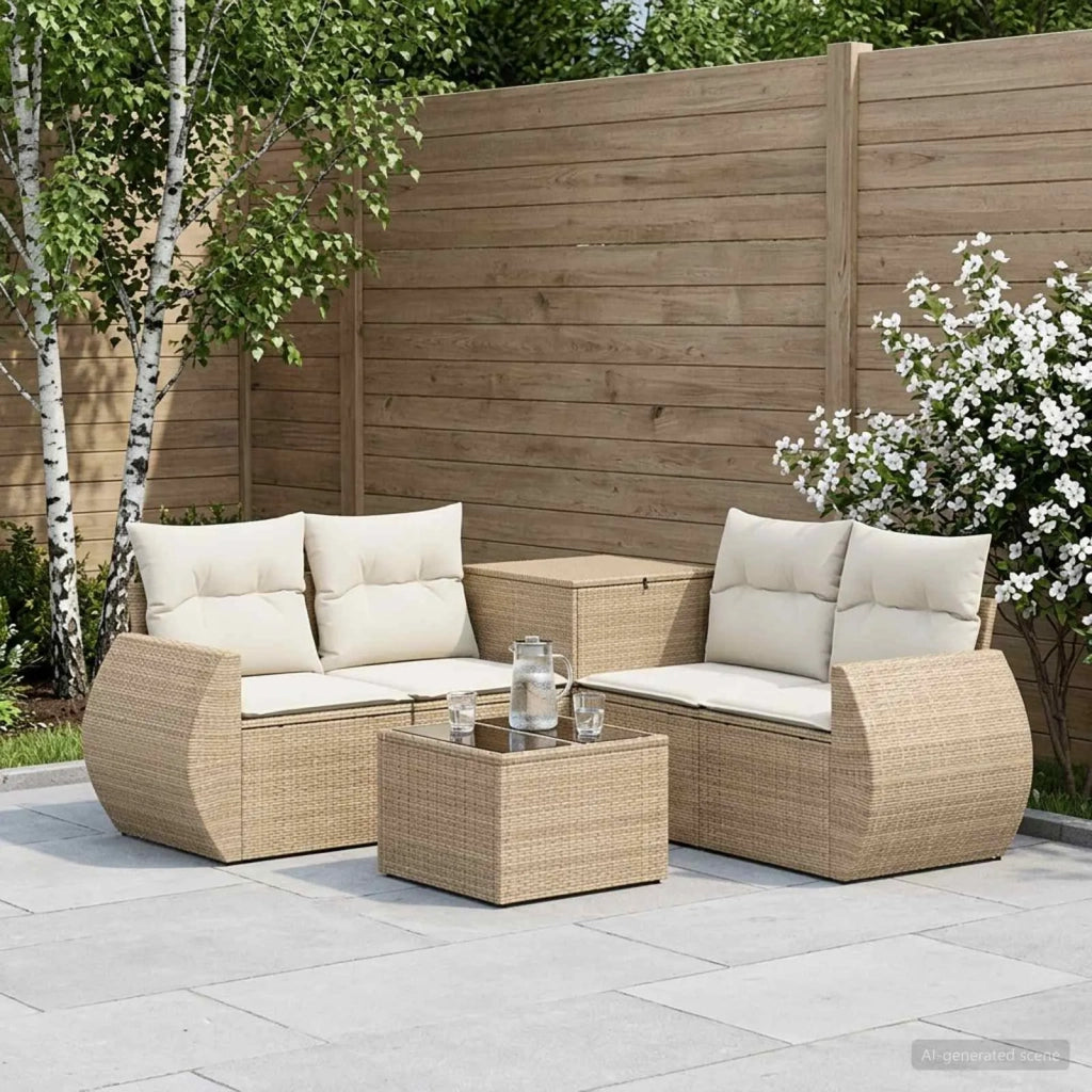 Set di divani 6 pz Beige e Bianco Crema 3447522