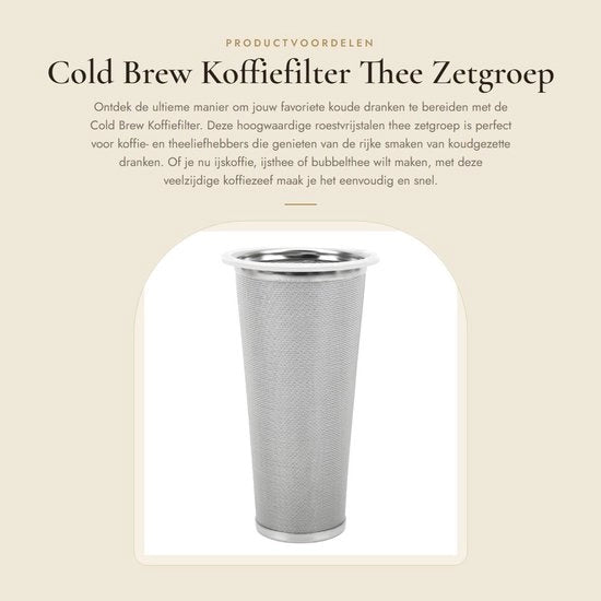 Filtro per caffè e tè riciclabile - Acciaio inossidabile - Filtro a maglia - Gruppo di zangolazione per caffè e tè - 8x15cm - Impermeabilità effettiva - Filtro per caffè e tè