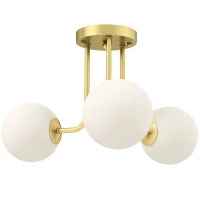 Lampadario da Soffitto Vintage con 3 Punti Luce Attacchi G9, 42x42x26.5 cm, Oro