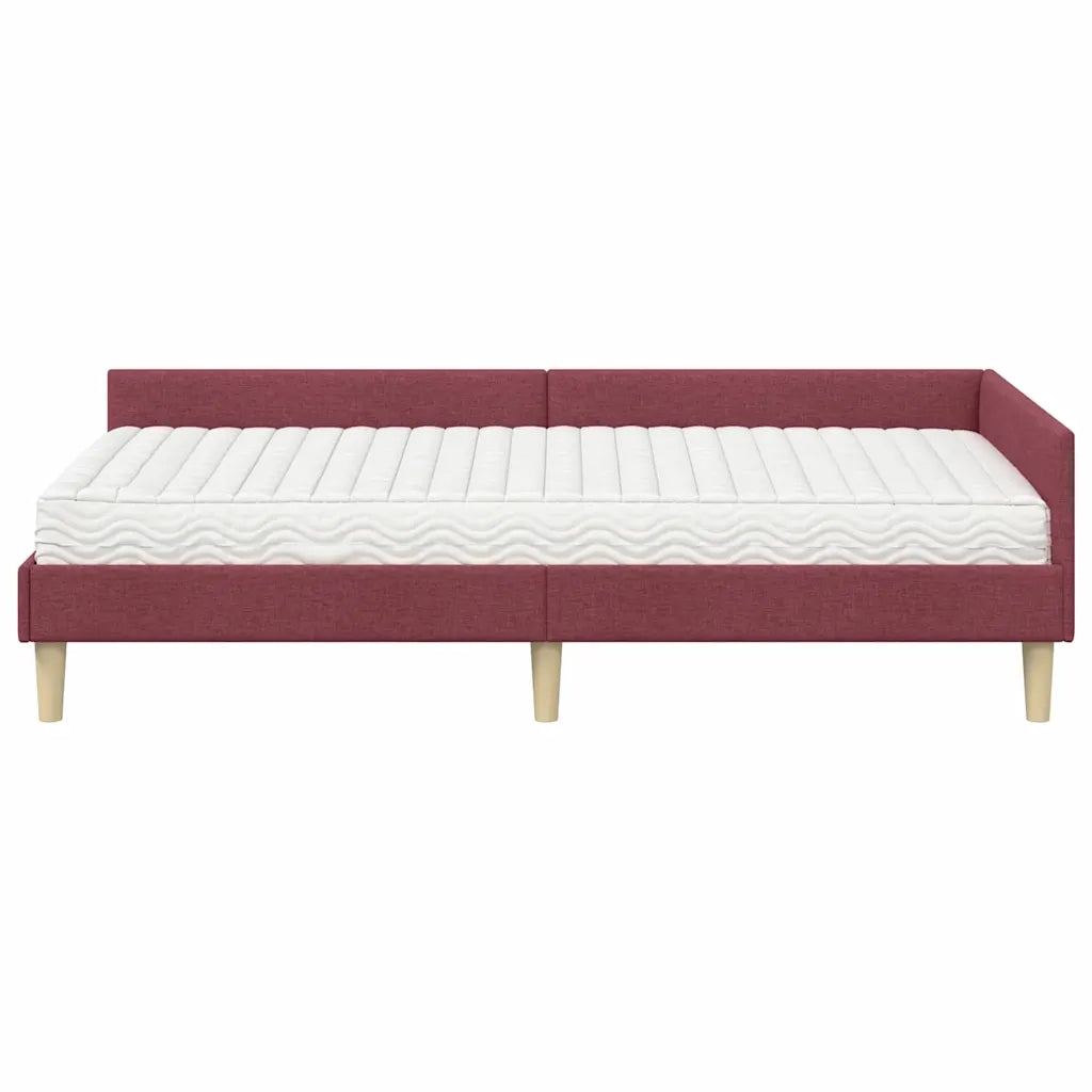 Struttura Letto Angolare con Materasso 2 pcs Grigio Tessuto