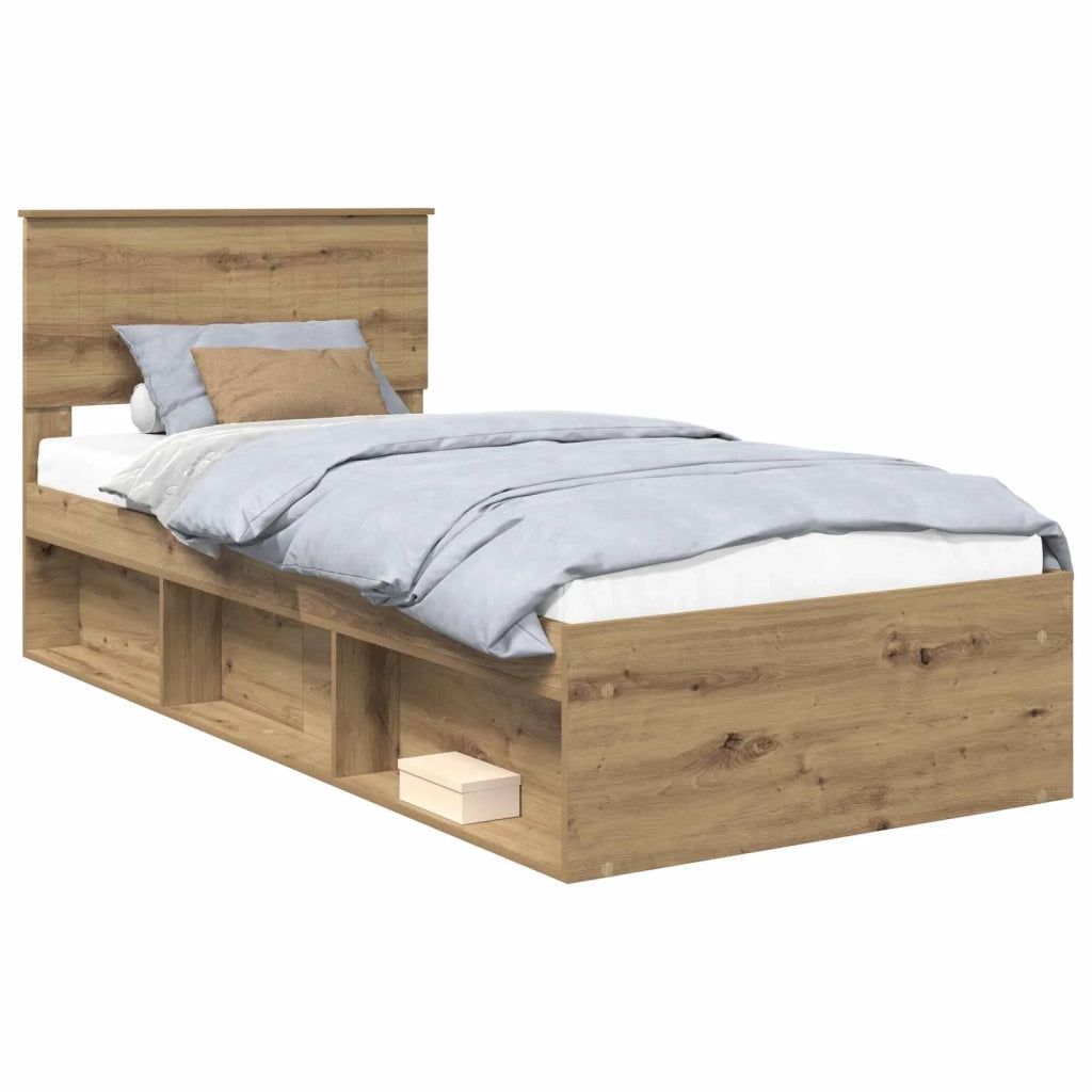 Letto singolo | Letto per adulti | Struttura del letto con testiera Rovere Artigianale 90 x 200 cm