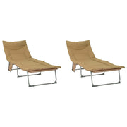 Lettino Prendisole | Sdraio da giardino | Lettino da sole pieghevole con cuscino 2 pz Beige