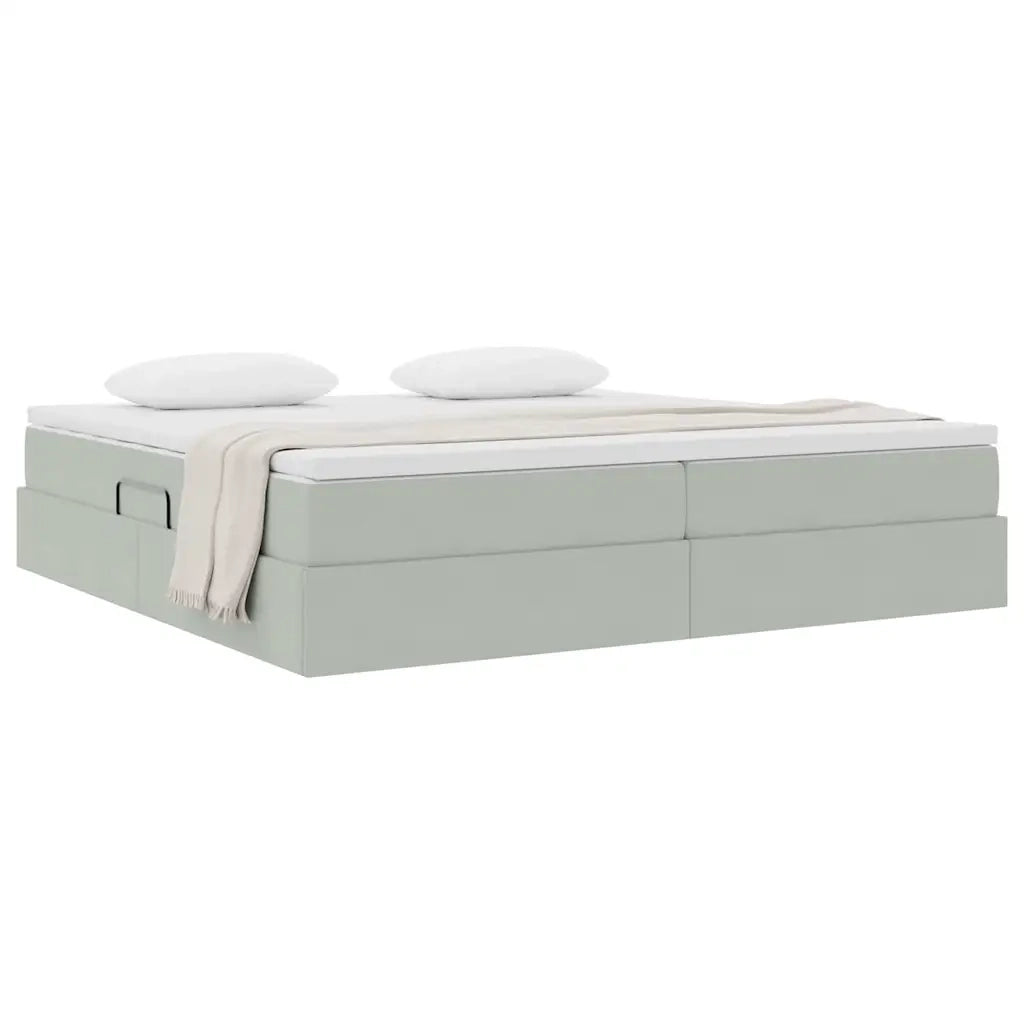 Letto con contenitore e materasso Grigio chiaro 200 x 200 cm 3370323