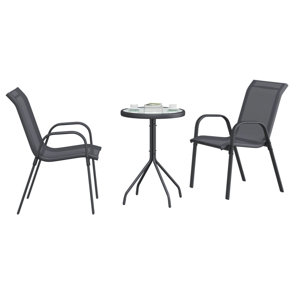 Set Bistro da Giardino a 3 Pezzi Anthracite Textilene e Acciaio