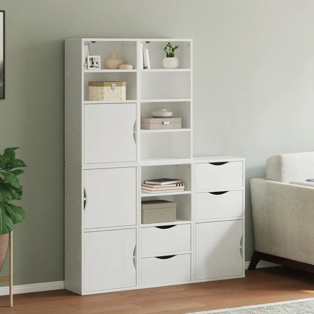 Armadietti Laterali 5 pz ODDA Bianco 40x24x79 cm Legno di Pino 3365359