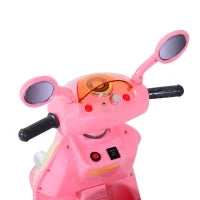 Moto Elettrica per Bambini Batteria 6V, Velocità 3km/h, Motorino Elettrica per Bambini 3-5 Anni con Luci e Musica, 108x51x75 cm, Rosa