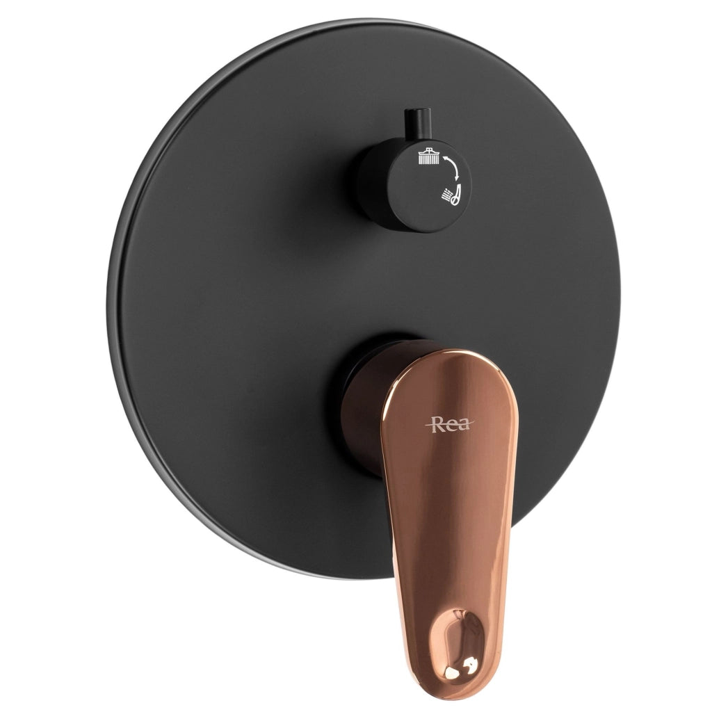 Set Doccia Da Incasso Rea Mild Black Rose Gold + Box