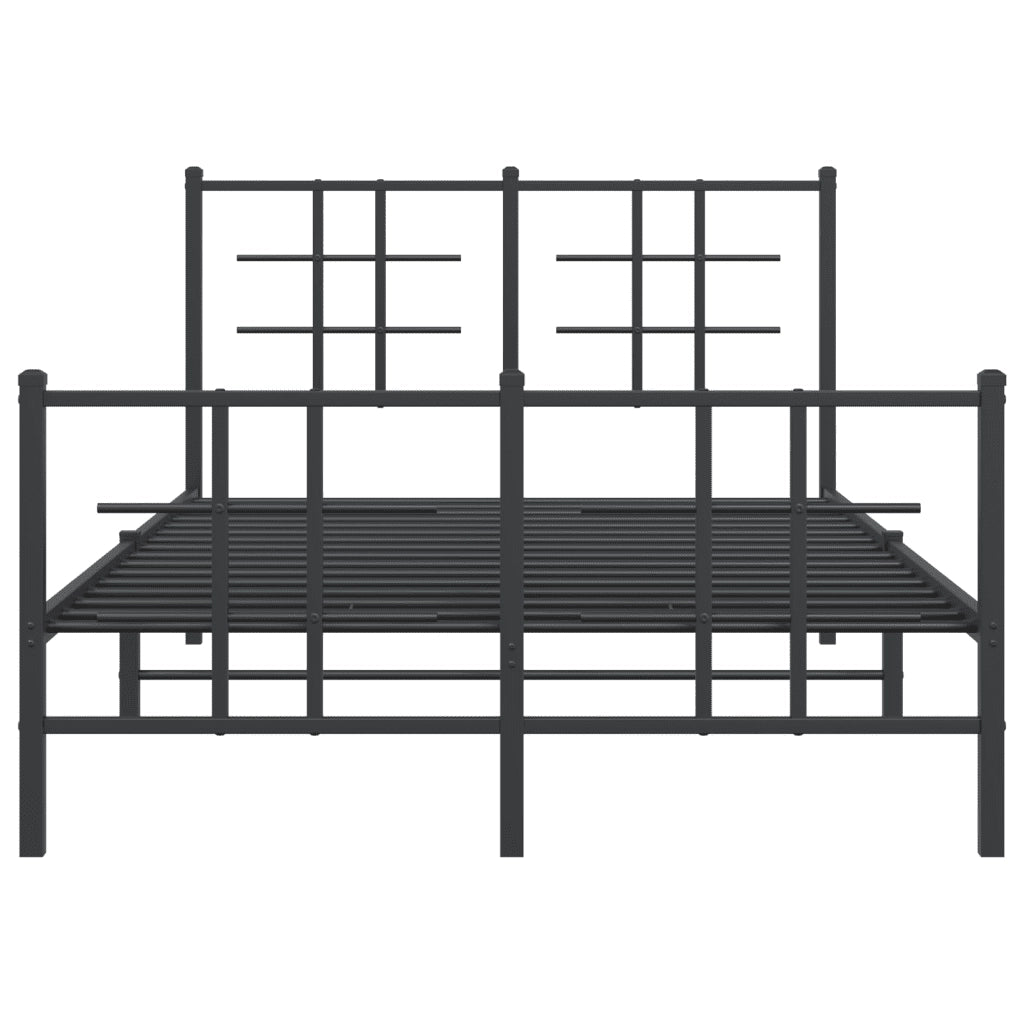 Giroletto con Testiera e Pediera Metallo Nero 120x190 cm 355576