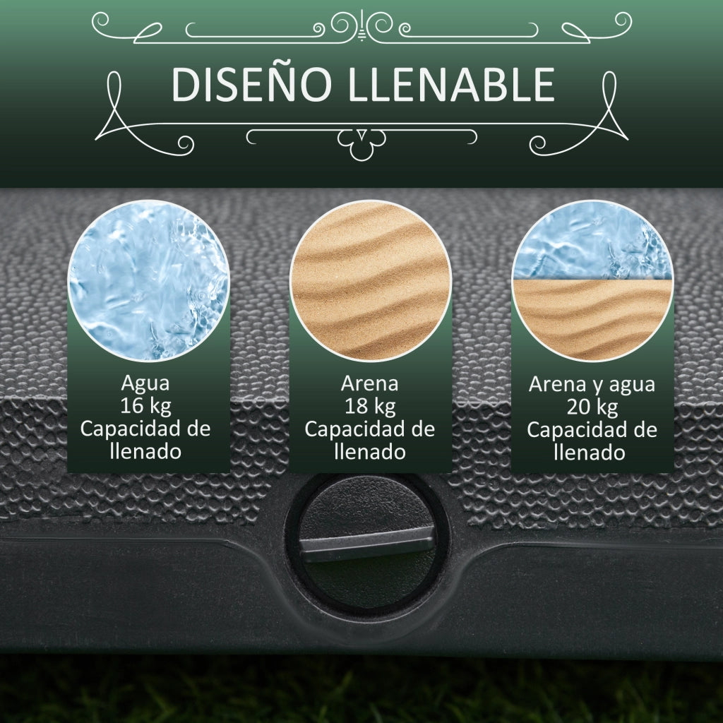 Base Parasol con Ruote 4 Ruedas Bloqueables Riempi di Sabbia o Acqua ¨C zephmum ¨C 45x45x39 cm Nero