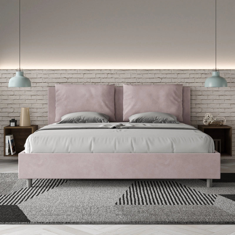 Letto imbottito Matrimoniale 180x190 cm Antea - Senza rete,Glicine,Microfibra