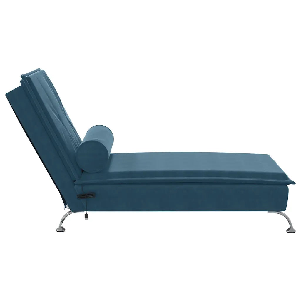 Chaise Longue Massaggi con Cuscino a Rullo Blu in Velluto CFW3409255
