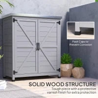 Armadio da Esterno con Ripiano e Banco da Lavoro in Legno e Acciaio, 79x43x92 cm, Grigio