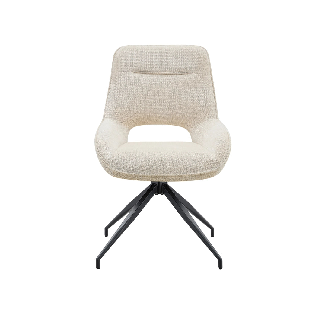 Sedie da Pranzo Girevoli Set 2 Pezzi ¨C MINIMAL ¨C Metallo Nero, Tessuto Bianco