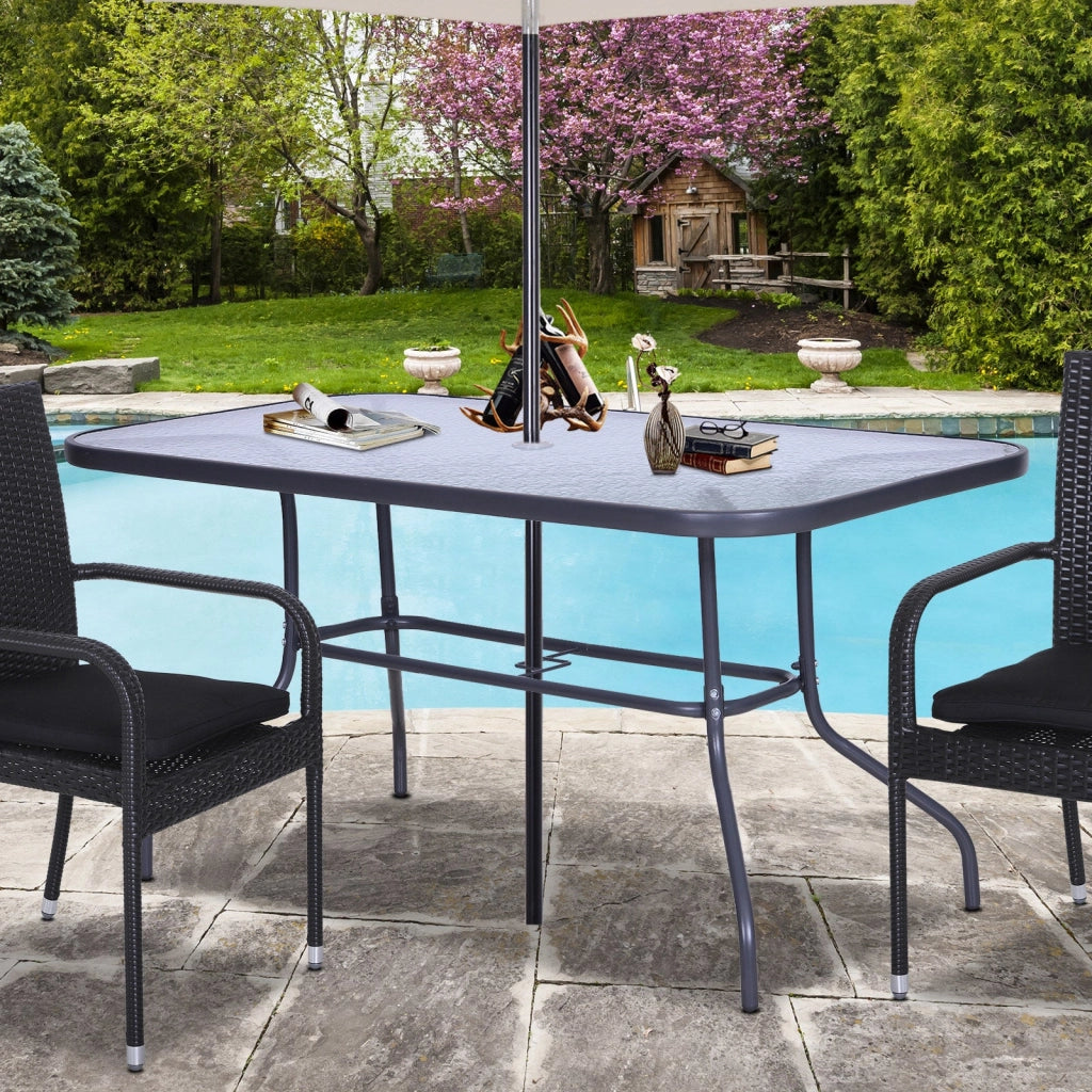 Tavolo da Giardino in Metallo e Vetro 140x80x70 cm  Champs