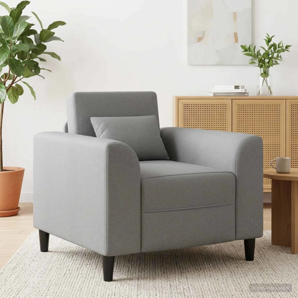 Poltrona-Divano Sedia-Poltroncina Grigio Chiaro Tessuto 791285