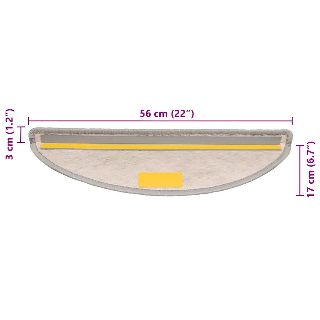 Tappeti Adesivi Scale Aspetto Sisal 15 pz 56x17x3 cm Platino