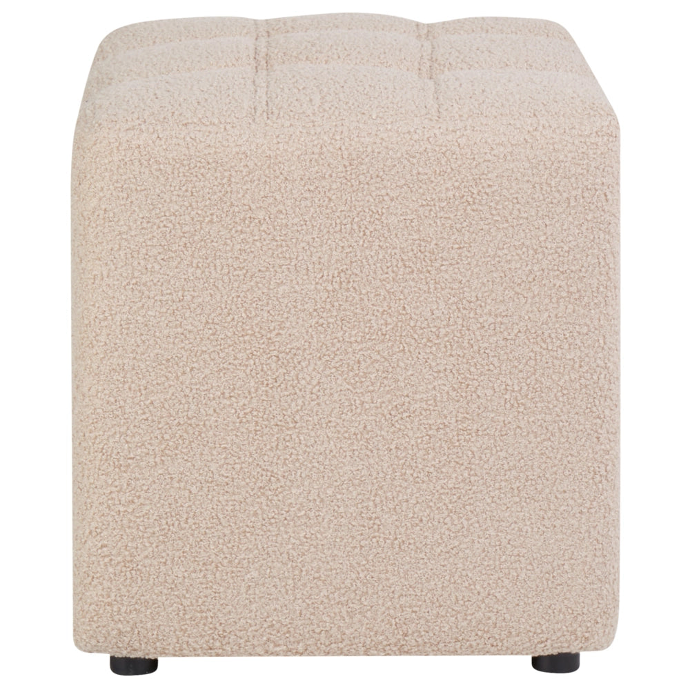 Sgabello Beige Boucle Rivestito 38 x 38 cm Seduta quadrata Motivo Chevron