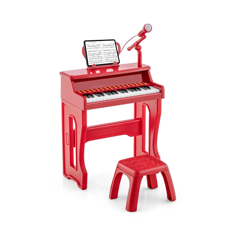 Pianoforte per bambini 41 x 22,5 x 49 cm con microfono regolabile e leggio stile classico in rosso 20_0020125