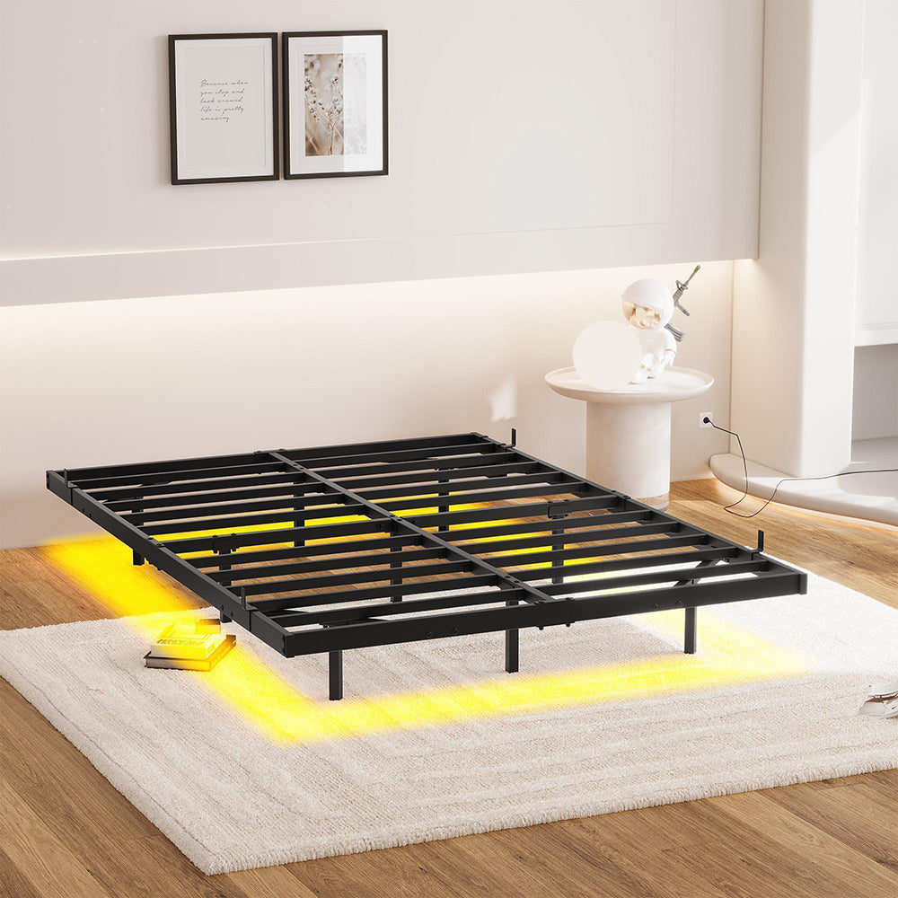 Letto sospeso 140x200cm - Xylo - LED USB metallo facile montaggio