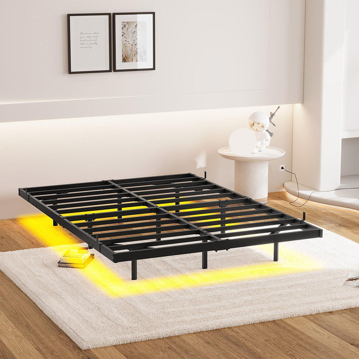 Letto sospeso 140x200cm - Xylo - LED USB metallo facile montaggio