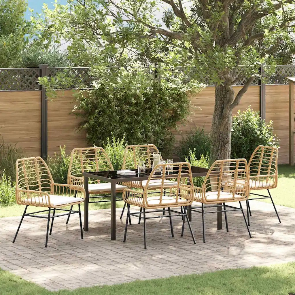 Set da Pranzo per Giardino 7 pcs Marrone polyrattan 3380866