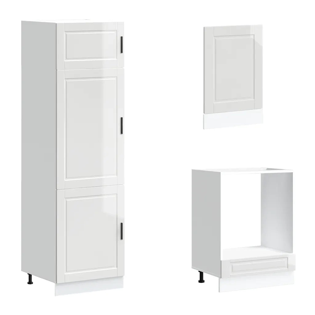 Set Mobili da Cucina 7 pz Kalmar Bianchi Lucido in Truciolato