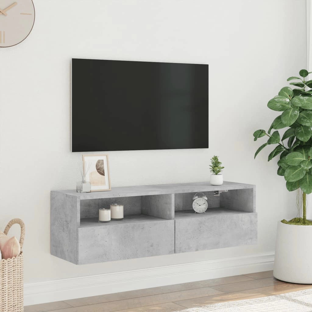 Mobile TV a Parete Grigio Cemento 100x30x30cm Legno Multistratocod mxl 134059