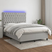 Letto a Molle Materasso e LED Grigio Chiaro 140x190 cm Tessuto 3135109