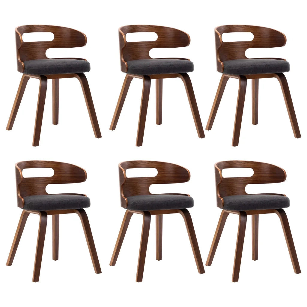Sedie da Pranzo 6 pz Grigio Scuro in Legno Piegato e Tessuto 278851
